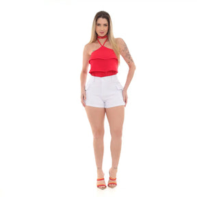 Shorts Cargo Branco Feminino – Conforto & Tendência Verão