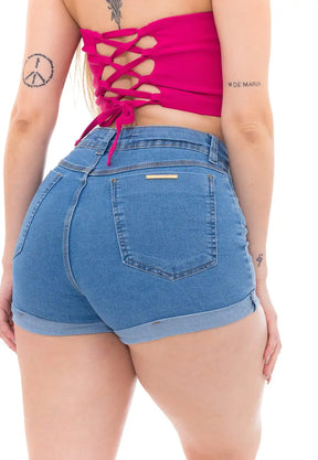 Shorts Jeans Feminino Levanta Bumbum – Barra Dobrada & Caimento Perfeito