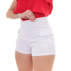 Shorts Cargo Branco Feminino – Conforto & Tendência Verão